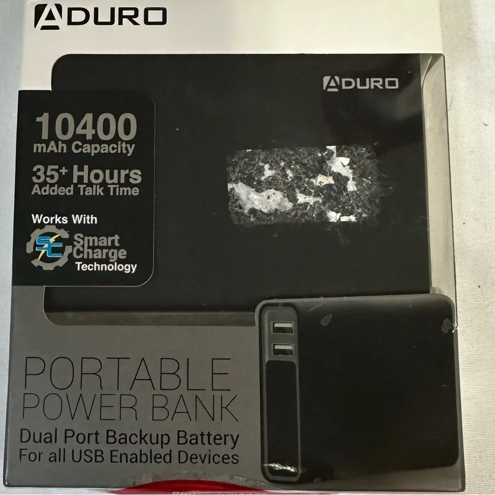 ADURO Portable Power Bank Battery 10,400mAh USB Battery Device NIB